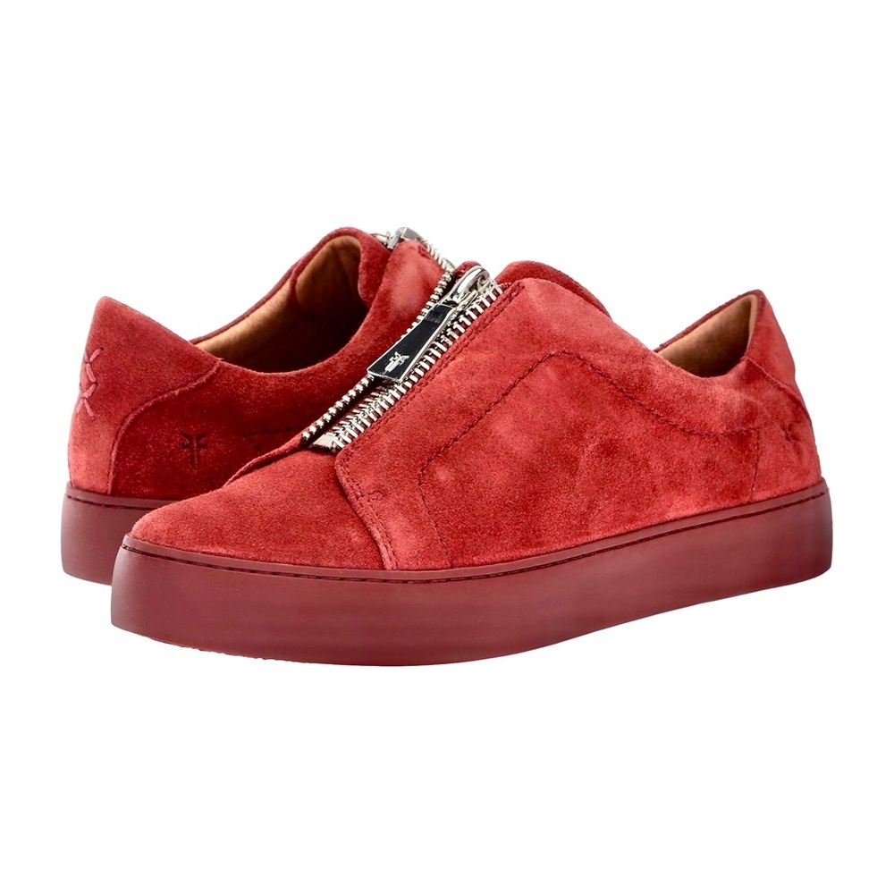 New! Frye Lena Zip Low Sneakers – Women’s Size 8M, Red Suede